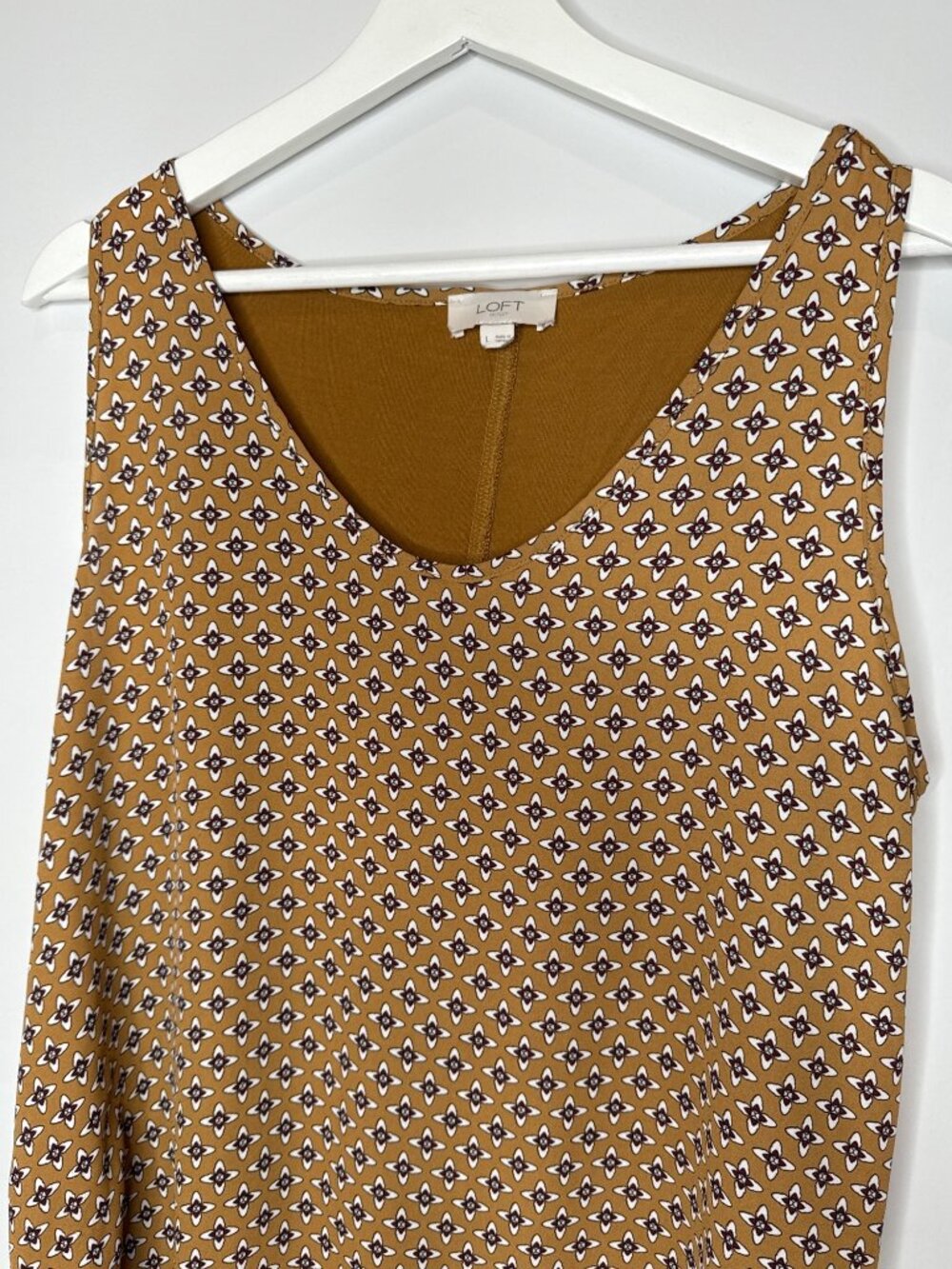 LOFT Outlet Women's S Yellow Geometric Sleeveless Tank Top Scoop Neck - Picture 8 of 11